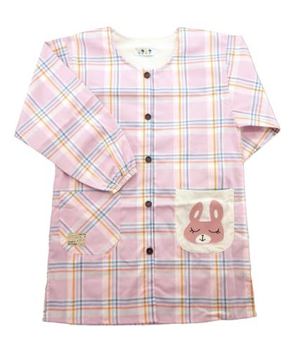 ウサピョンコ スモック 前ボタン Mサイズ 割烹着 かっぽうぎ エプロン 保育士 キャラクター 102-3402-A-M