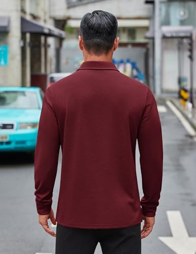 COOFANDY Polo para Hombre de Manga Larga Camisa Casual con Cuello para Oficina y Golf Ligera y con Botones miniatura 2