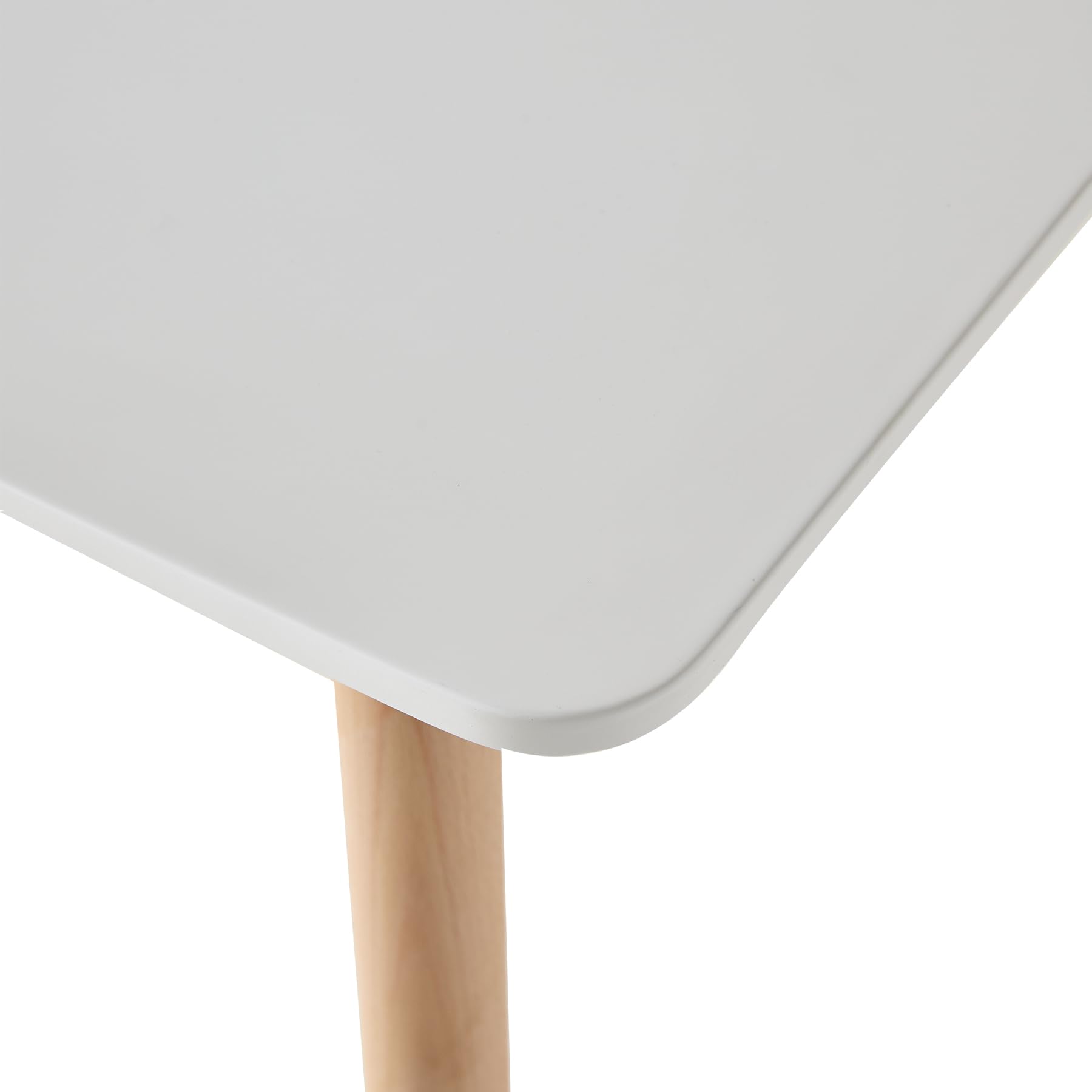 Mesa de Comedor con 4 Sillas - Mesa 110x70x74cm (Tablero de MDF + Patas de Haya) y Sillas de PP con Patas de Haya, Estilo Escandinavo (Blanco-CZ)