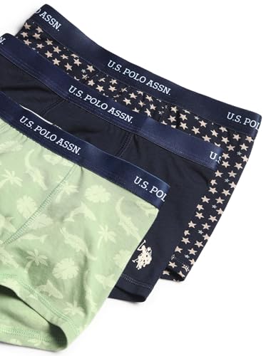 Image of U.S. Polo ASSN. Boys EKT04 Mid Rise Cotton Spandex Trunks - Pack of 3