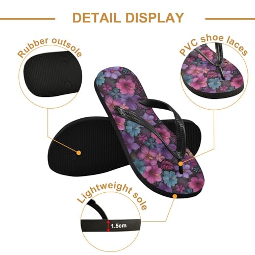 Flip Flop Sandals Beautiful Floral Print for Women Men Beach Outdoor XS3