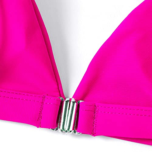 SUUKSESS Women High Waisted High Cut Bikini Sets Sexy Triangle Two Piece Swimsuits Push Up Bathing Suits (Hot Pink, L) - Image 5