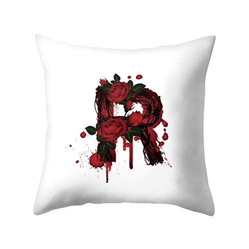 Preisvergleich Produktbild JujubeZAO Kissenbezug, englische Buchstabe, Blume, Rose, Kissenbezug, Sofa, Bett, Auto, Büro, Dekoration für Zuhause R