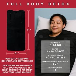 American Wellness Authority HL500 Portable Far Infrared Sauna Blanket for Body Relaxation & Detoxification, 1-60 Minutes Timer, 95-185°F Temp. Control