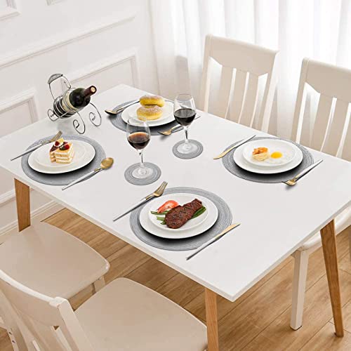 Pauwer Round Placemats and Coasters Set of 6, Grey Non Slip Washbale Table Mats and Coasters Sets Heat Resistant Decor Table Place Mats - Image 2