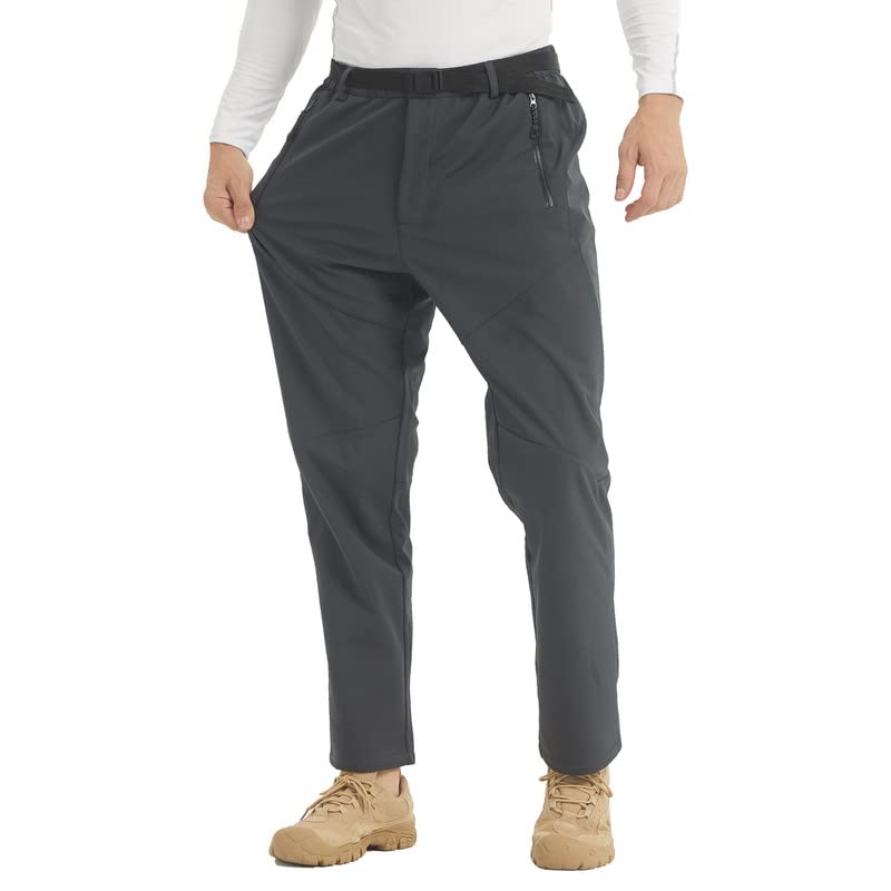 LANBAOSI, Pantalones de Senderismo para Hombre, Pantalones Forrados de Lana de Invierno, Ropa de Trabajo térmica para Exteriores Softshell, Pantalones Impermeables para Caminar, esquí, Golf