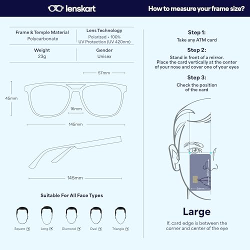 Vincent Chase By Lenskart | Full Rim Sqaure | Polarized and 100% UV Protected | Men & Women | Large | VC S12644 - Image 6