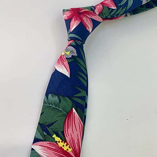 Image of Mantieqingway Floral Ties for Men Skinny Cotton Tie Flower Necktie