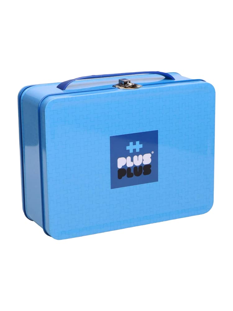 Plus-Plus 9607002 Geniales Konstruktionsspielzeug, Basic, bunt & 9607003 Geniales Konstruktionsspielzeug, Pastel, Bausteine-Set in praktischer Metall-Box mit Henkel, 600 Teile