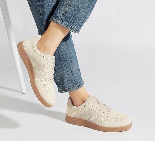 LUCKY STEP Women Retro Gum Sole Fashion Sneakers,Beige/Grey W,9 by LUCKY STEP - Used condition - Image 7