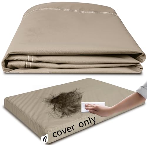 GUANGDEEN Indestructible Dog Bed Cover, Leather Hair Resistant Wipeable Waterproof Dogs Beds Covers with Zipper, Easy Clean Washable Replacement Pet Bed Liner