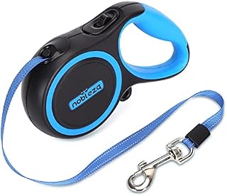 Nobleza - 3m Retractable Dog Lead with Anti-Slip Handle, 360° Tangle-Free Reflective Strong Nylon Tape Dog Leash for Dogs up to 30kg with One-Handed Brake