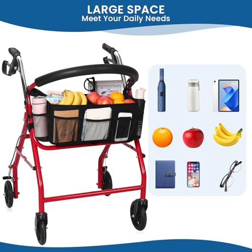 Image of Upgraded Rollator Basket, Large Walker Accessories Bag with Multiple Pockets, Rollator Accessories for Seniors Baskets for Rolling Folding Walker Easy to Use(Black)