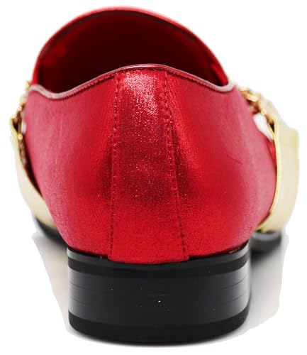 Image of Enzo Romeo Crisino Men Rhinestone Chrome Toe Suede Pointy Buckle Dress Loafer Slip On Shoes
