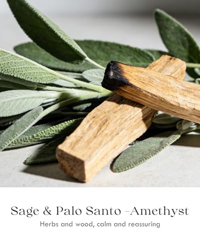 Image of AOOVOO 2 Pack Sage & Palo Santo Candles - Cleansing Candle with Crystals, Sage Leaves & Palo Santo Wood, 13oz 100 Hours Long Lasting, Non Toxic Candle for Spiritual Energy Cleansing Meditation Yoga
