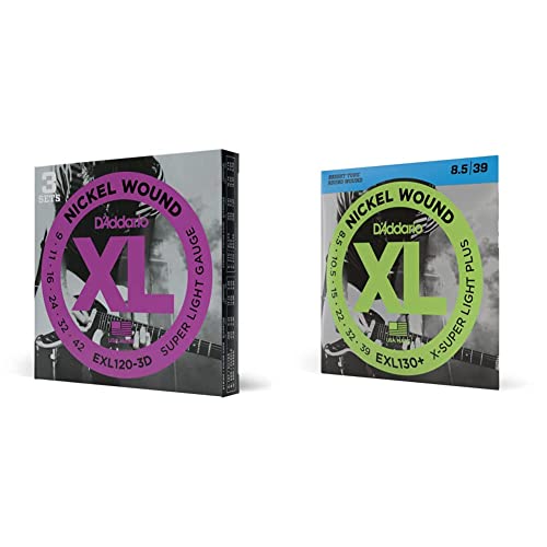 D’Addario EXL120-3D Cordes en nickel pour guitare électrique Super Light 9-42 3 jeux & EXL130 Cordes en nickel pour… - Les Beatles, Paul McCartney, John Lennon, RIngo Starr, George Harrison D'Addario EXL120-3D Cordes en nickel pour guitare électrique Super Light 9-42 3 jeux & EXL130 Cordes en nickel pour…