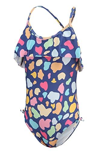Image of Girls One Piece Swimsuits Halter Bathing Suits Summer Ruffler Swimwear 2-14 Years