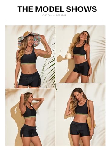 Aleumdr Womens 3" Waistband Swimsuit Bottom Boy Shorts Swimming Panty(Available in Plus)4