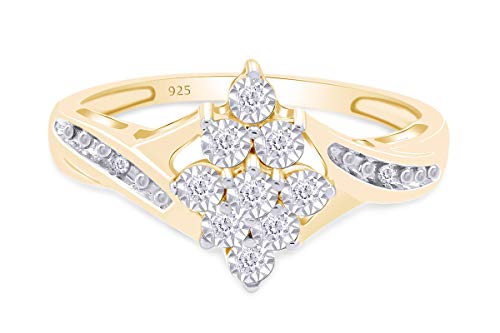 Jewel Zone US Natural Diamond Engagement and Wedding Accent Cluster Ring in14k Gold Over Sterling Silver (0.05 Cttw)3