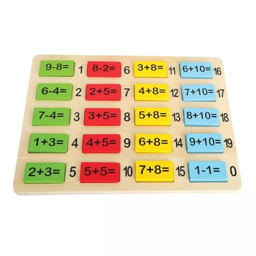 Small Foot 10716 - Placas de cálculo de Azulejos de Madera Colorida para el Aprendizaje Divertido de sumas y restas, Incluye Tablero layinf con soluciones Impresas