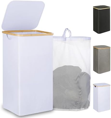 iEGrow 110L Laundry Hamper with Lid，Dirty Clothes Hampers for Lau...