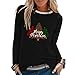 Produktbild Eucoo Damen-Top, Winter, sexy, Weihnachten, Bedruckt, Sweatshirt, Pullover, Langarm, schick, Bluse, T-Shirt, Party, Hemd, modisch, Casual, Bluse, mit Kapuze, elegant, Slim Fit Gr. Medium, Schwarz