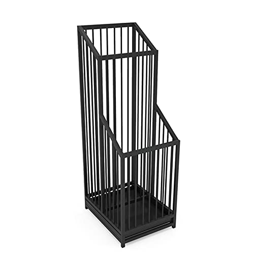 Seau à parapluie creux en métal noir pour porche de 20x26x62 cm