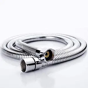 SCW Silver Stainless Steel Flexible Shower Tube/Hose (Chrome Finish) (1 Meter) Made in India