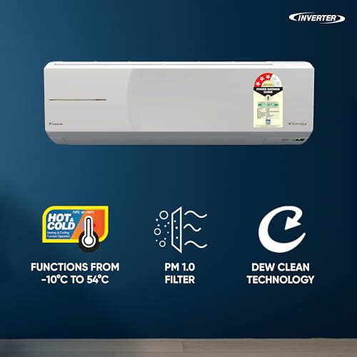 Image of Daikin 1.5 Ton 3 Star, New star rated, Hot & Cold Inverter Split AC (Copper, PM1.0 Filter, FTHT50XV16, White)