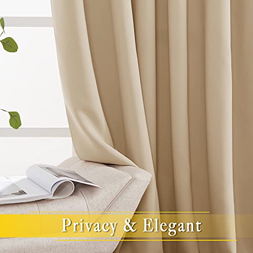 NICETOWN Room Darkening Extra Wide Curtain 102 inch Length, Grommet Thermal Curtain Voice Reducing Window Treatment for Sliding Glass Door/Bedroom, Biscotti Beige, W80 x L102, 1 Panel