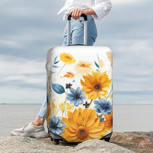 Luggage Cover Sunflowers and dragonflies Travel Luggage Covers Thicker Elastic Suitcase Cover Dustproof Baggage Cover Scratch-Resistant Suitcase Cover Protector Fit 18-32 Inch Luggage X-Large2