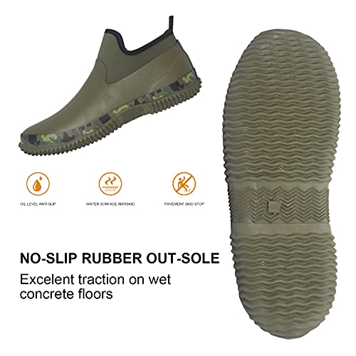 Unisex Waterproof Garden Shoes Ankle Rain Boots Mud Muck Rubber Slip-On Footwear with Comfort Insole for Women Men4