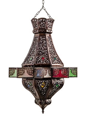 Orientalische Lampe Pendelleuchte Bunt Alem 50cm E27 Lampenfassung | Marokkanische Design Hängeleuchte Leuchte aus… – Bild 4