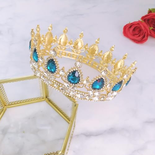 Tiara barroca elegante con cristales de alta resistencia y aleación verde Toyvian para fiestas 6
