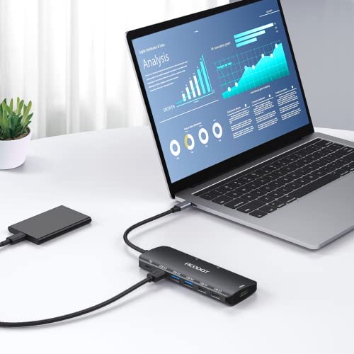 Image of Acodot 9 in 1 USB C to 4K@60HZ HDMI Multiport Adapter, 3 USB 3.0 Ports, SD /TF Card Reader, 100W PD, Designed for MacBook Pro Air HP XPS etc, Black