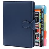 【PU Leder Notizbuch】 - A5 Notizbuchgröße: 17.5 x 23cm, Papierformat: 14.2 x 21cm, 100gsm Elfenbeinpapier, kein Geruch, 7mm liniert, 27 Linien pro Seite, 80 Blätter mit 160 Seiten (einschließlich 8 Info Seiten). Das Paket enthält ein Notizbuch mit Füllpapier, 5 Blätter gestrichenes Papier Subjekt, trenner, eine PVC-Bindetasche, einen Satz PET-Index, Tabs mit Zentimeter, Skala, 4 Blätter dekorativer Planer, Aufkleber