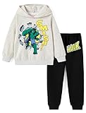 Disney Marvel Spider-Man Mickey Toy Story Cars - Conjunto de sudadera con capucha y pantalones deportivos para niños, conjunto de sudadera a juego para descansar de 2 a 9 años, Avengers Hulk-negro, 4