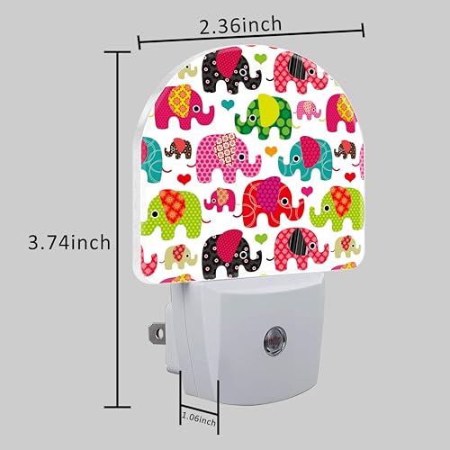 Image of Night Light for Kids Girls Boys, Retro Colorful Cute Elephant LED Night Light Plug into Wall with Dusk to Dawn Sensor for Room Decor, Hallway, Kitchen, Bathroom, Nursery, Stairs