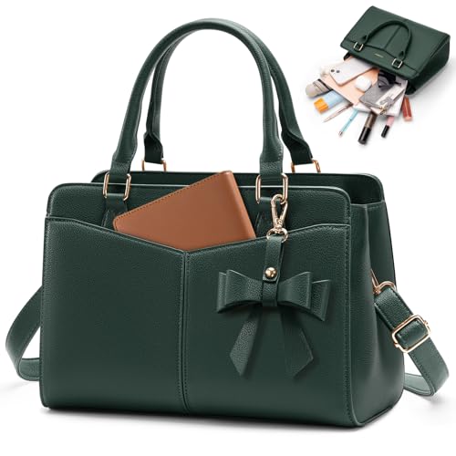 RAINSMORE Handtasche Damen Mittelgroß PU Leder Henkeltaschen Damen Klein Damenhandtaschen Tasche Damen Umhängetasche Tote Bag Schultertaschen Grün