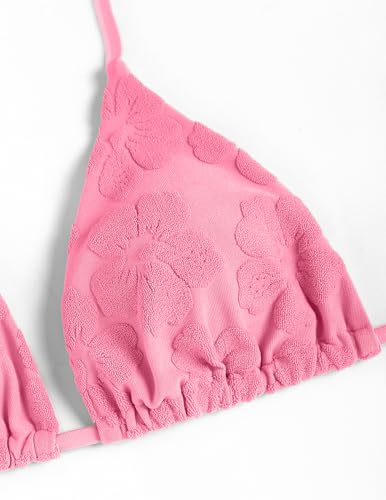 seamoly Women's Bikini Sets Toweling Jacquard Textured Halter Two Piece Swimsuits Open Back Cheeky High Cut Bathing Suit3