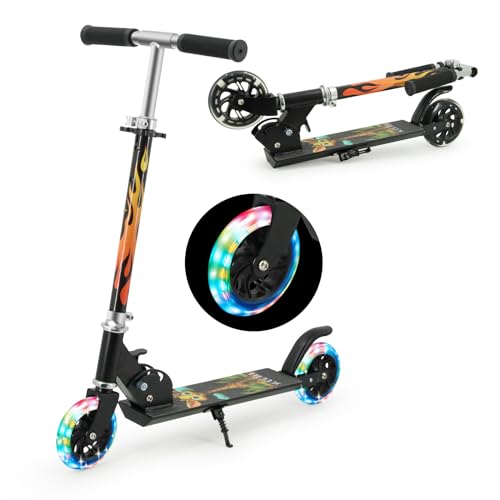 TENBOOM Roller Kinder Scooter 6 Jahre, 2 LED aufleuchten Räder Tretroller Kinder Roller 3 Jahre Mädchen Jungen Klappbar höhenverstellbar hinterradbremse Roller für 3-10 Jahre