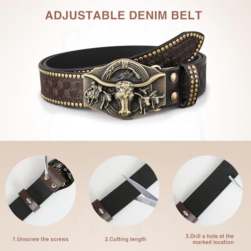 Image of Men & Women's Cowboy Cowgirl Hat-Western Cowboy Costume Accessories Set for Halloween Cosplay