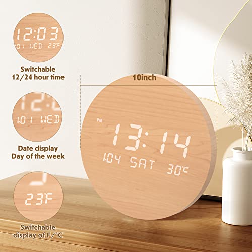 TOSTOG-Wall-ClockDigital-Wall-Clock-10-Inch-Non-Ticking-Clock-Large-Display-of-1224H-TimeDate-and-TemperatureDecor-Used-for-Living-Room-Bedroom-and-Kitchen
