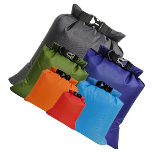 SECFOU Set de 6 Bolsas Secas Impermeables para Exterior con Bolsas de Compresión Flotantes Multi-tamaño Organizador Portátil para Camping, Rafting y Mochilero Color Surtido