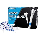 CHAHMPKEY Premium 3-Prong Plastic Golf Tees 3-1/4' 120 or 100 Pack- 40% Reduced Ball Contact with High Stability and Long Distance Performance Golf Tees Plastic(100 Assorted Pack - 2-3/4')