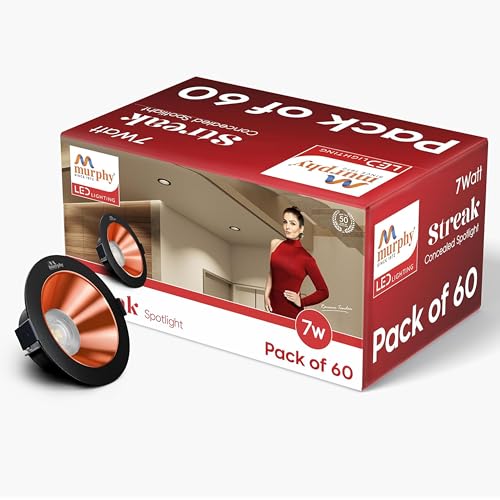 Image of Murphy 7W Streak LED Down Light BL+Copper Finish, Natural White Light, Round, Pack of 60, Recessed Ceiling LED Light, Suited for 3 inch Junction Box /Concealed Box (2 Years Warranty)