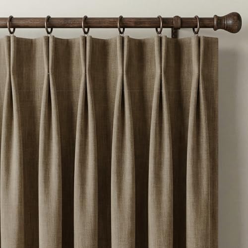 NICETOWN Heavy Duty Linen Pinch Pleated Curtains - Hazelnut Brown,