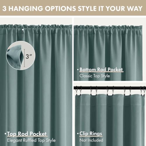 Image of MIULEE Dusty Blue Blackout Curtains 84 Inch Length for Bedroom 4 Panels | Solid Light Blocking Drapes, Room Thermal Insulation, Privacy Window Treatment Curtains,Top and Bottom Rod Pocket