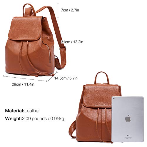 Image of BOYATU Women's Full-Grain Leather Backpack Purse, Minimal Structured Design, Work Commuter & City Travel, Compact Everyday Essentials, Fashion RFID Pocket Bag ((Brown)