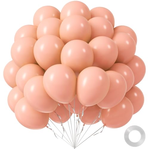 Image of Peach Balloons 12 inch, Peach Latex 50pcs Party Balloons | Baby Shower, Bridal Shower, Wedding, Birthday Party Decorations